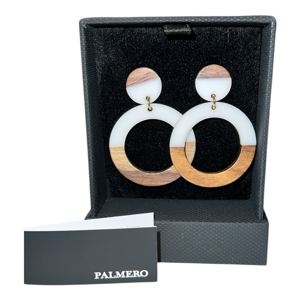 Palmero White and Brown Hoop Earrings Lauma Collection Chantria